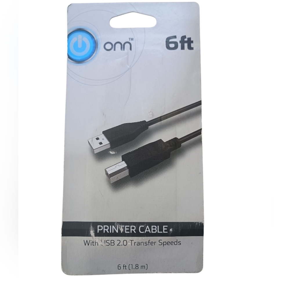 Onn Black USB Printer Cable 6ft